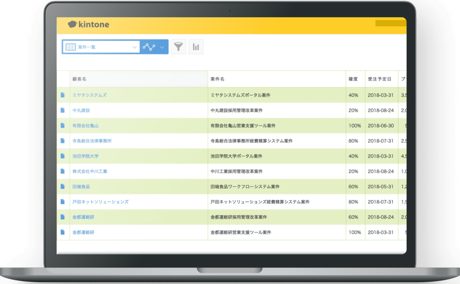 案件一覧が画面に表示されているMacBook Pro