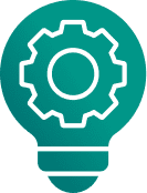 電球の中に歯車が入っているアイコン